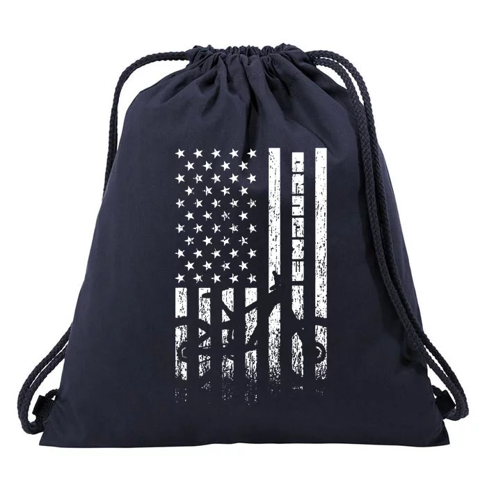 Mountain Bike 4th Of July Independence Day Patriot Flag Drawstring Bag