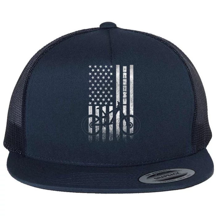 Mountain Bike 4th Of July Independence Day Patriot Flag Flat Bill Trucker Hat