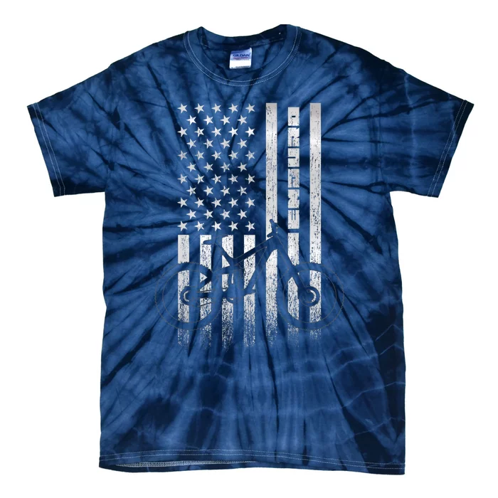 Mountain Bike 4th Of July Independence Day Patriot Flag Tie-Dye T-Shirt