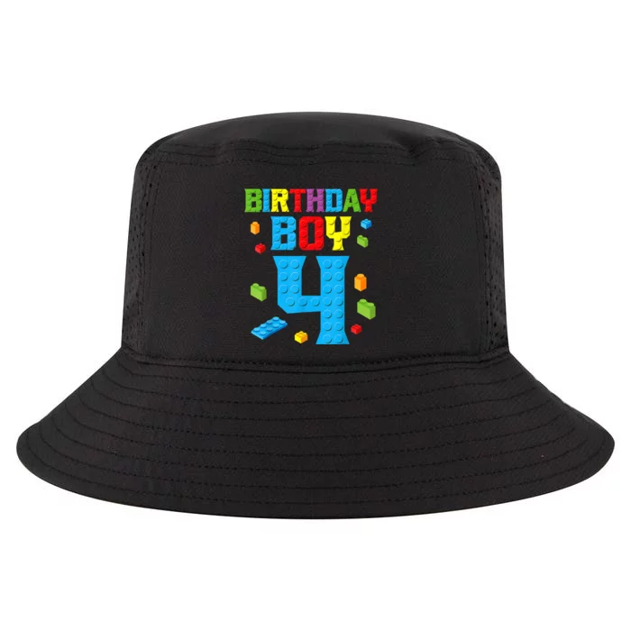 Master Builder 4th Birthday Boy 4 Four Year Building Bricks Cool Comfort Performance Bucket Hat