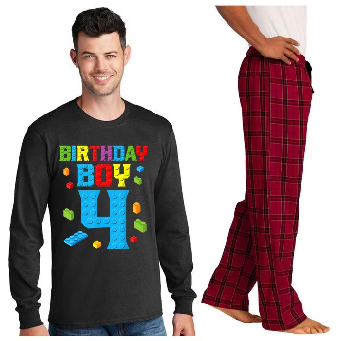 Master Builder 4th Birthday Boy 4 Four Year Building Bricks Long Sleeve Pajama Set