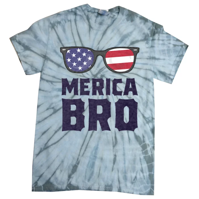 Merica Bro 4th Of July Sunglasses Patriotic American Tie-Dye T-Shirt