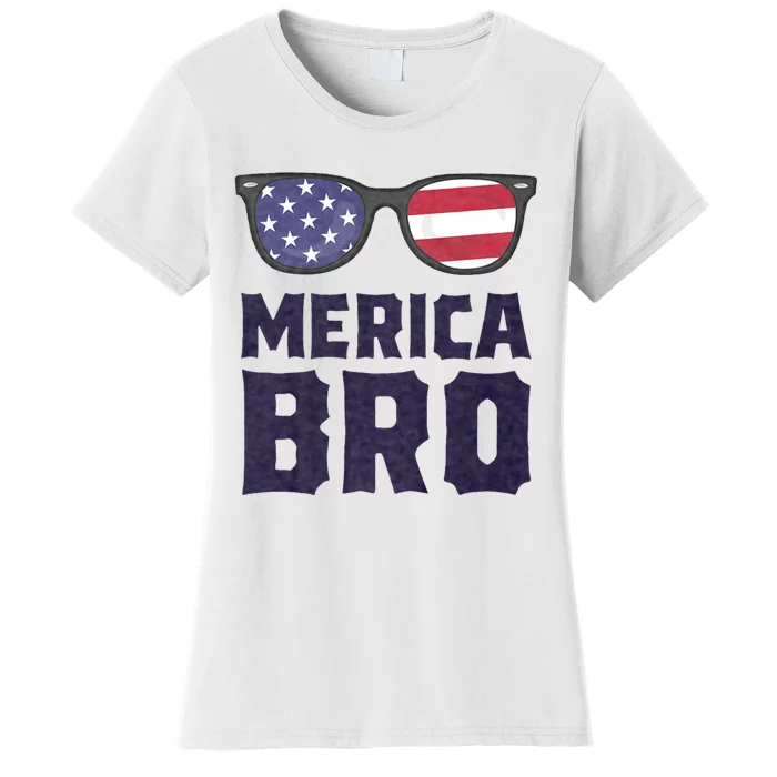 Merica Bro 4th Of July Sunglasses Patriotic American Women's T-Shirt