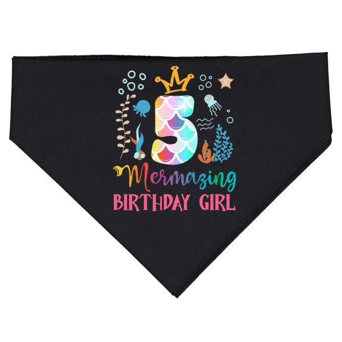 Mermazing Birthday  5th Mermaid Ocean Fish Tail Deep Sea USA-Made Doggie Bandana