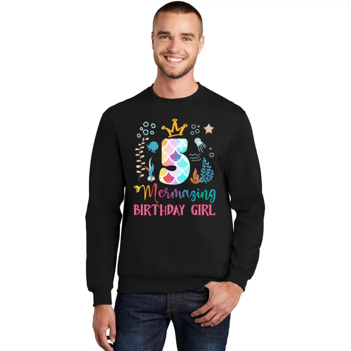 Mermazing Birthday  5th Mermaid Ocean Fish Tail Deep Sea Sweatshirt