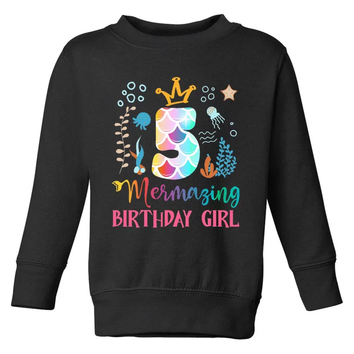 Mermazing Birthday  5th Mermaid Ocean Fish Tail Deep Sea Toddler Sweatshirt