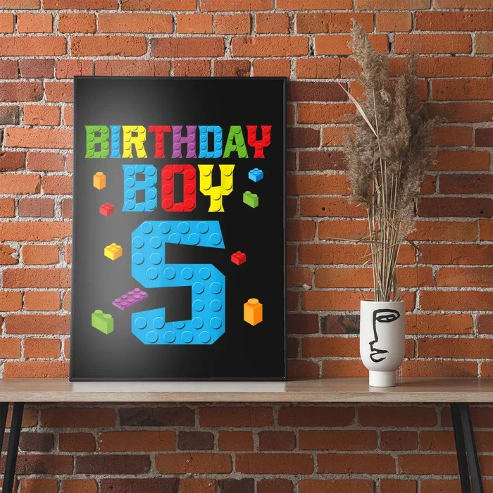 Master Builder 5th Birthday Boy 5 Five Year Building Bricks Poster