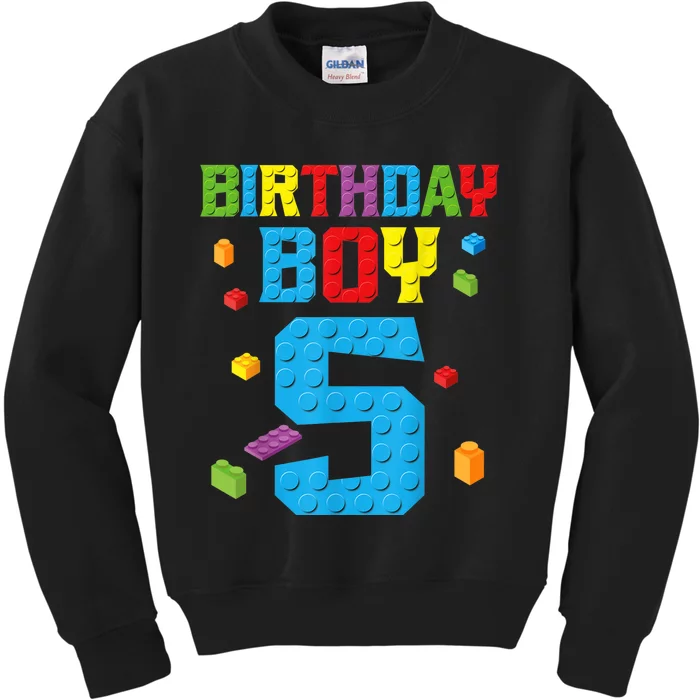 Master Builder 5th Birthday Boy 5 Five Year Building Bricks Kids Sweatshirt