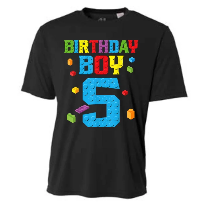 Master Builder 5th Birthday Boy 5 Five Year Building Bricks Cooling Performance Crew T-Shirt