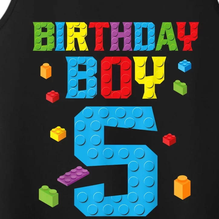 Master Builder 5th Birthday Boy 5 Five Year Building Bricks Performance Tank