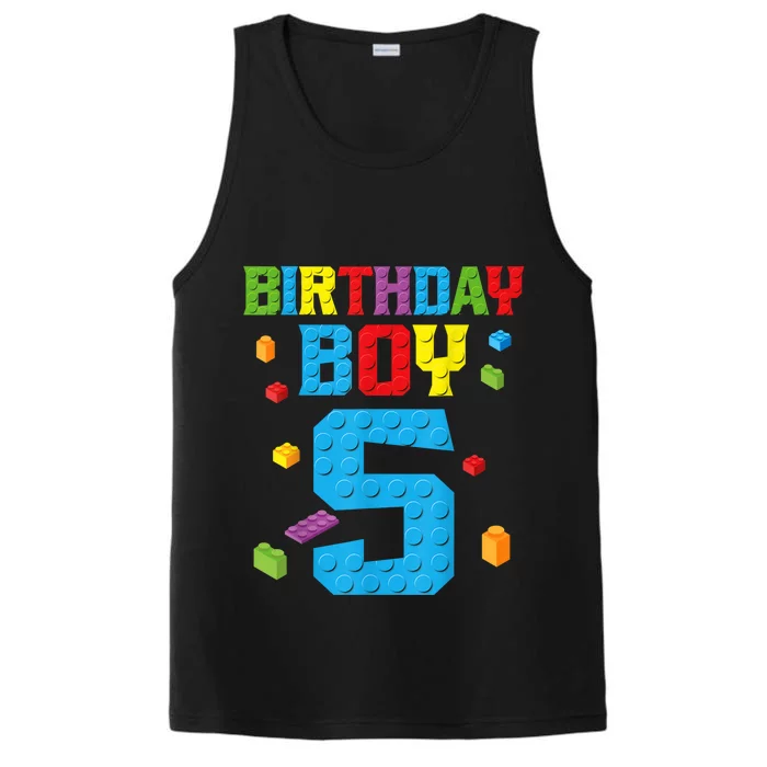 Master Builder 5th Birthday Boy 5 Five Year Building Bricks Performance Tank