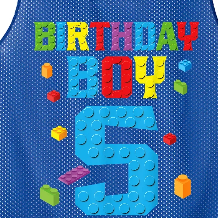 Master Builder 5th Birthday Boy 5 Five Year Building Bricks Mesh Reversible Basketball Jersey Tank