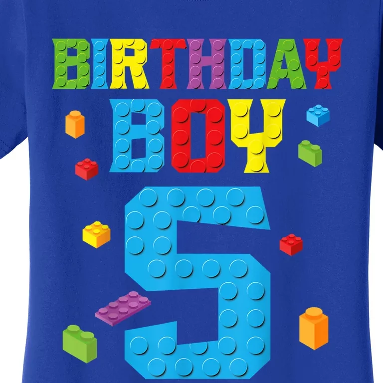 Master Builder 5th Birthday Boy 5 Five Year Building Bricks Women's T-Shirt