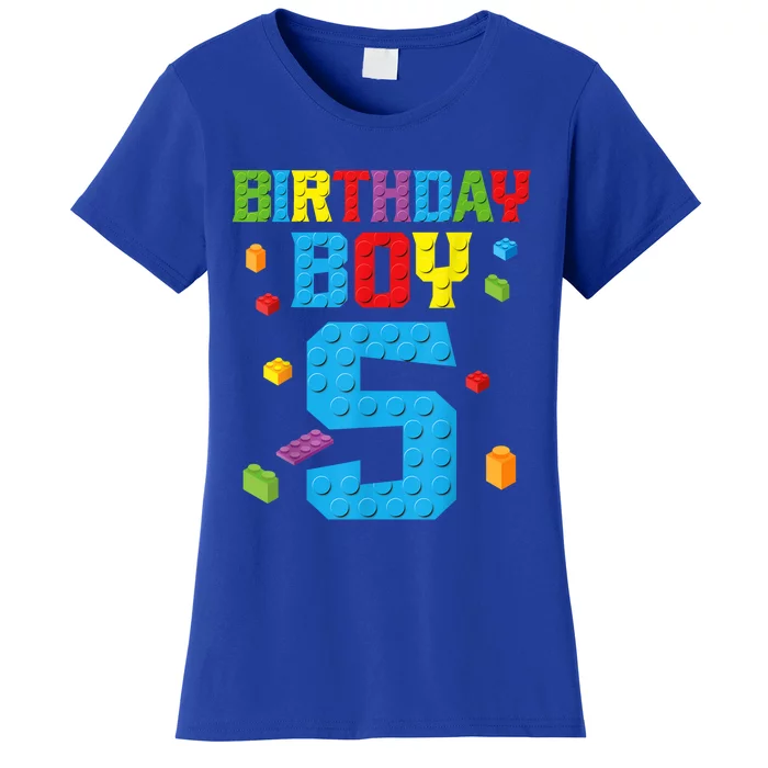 Master Builder 5th Birthday Boy 5 Five Year Building Bricks Women's T-Shirt