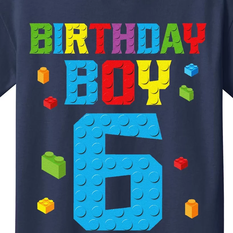 Master Builder 6th Birthday Boy 6 Six Year Building Bricks Kids T-Shirt