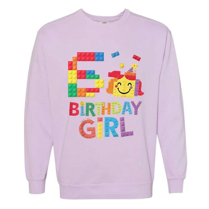 Master Builder 6th Birthday Girl 6 Year Old Brick Blocks Garment-Dyed Sweatshirt