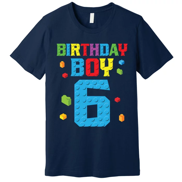 Master Builder 6th Birthday Boy 6 Six Year Building Bricks Premium T-Shirt