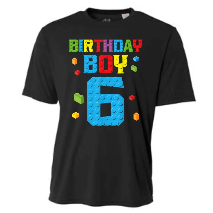 Master Builder 6th Birthday Boy 6 Six Year Building Bricks Cooling Performance Crew T-Shirt