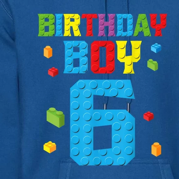 Master Builder 6th Birthday Boy 6 Six Year Building Bricks Premium Hoodie