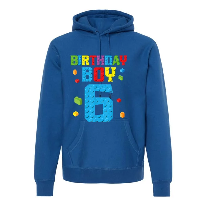 Master Builder 6th Birthday Boy 6 Six Year Building Bricks Premium Hoodie