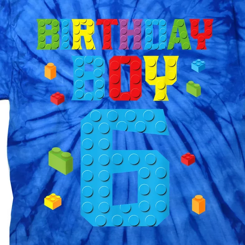 Master Builder 6th Birthday Boy 6 Six Year Building Bricks Tie-Dye T-Shirt