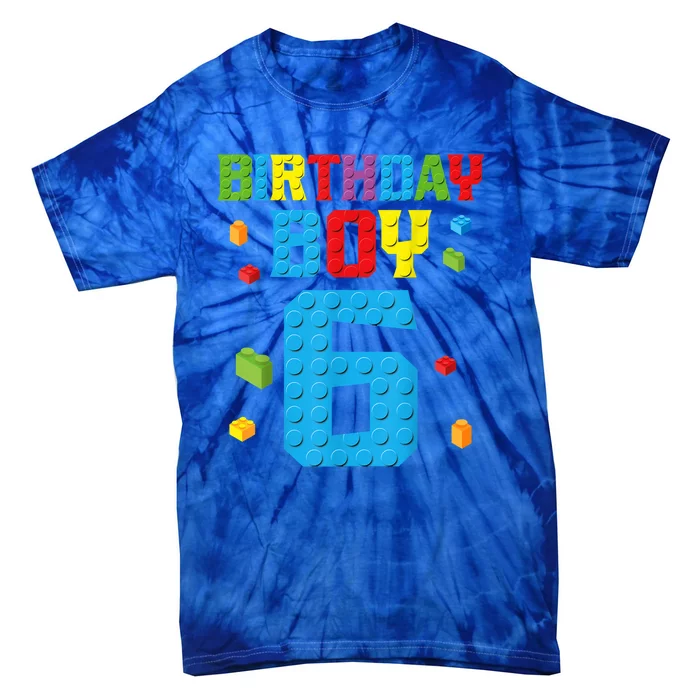 Master Builder 6th Birthday Boy 6 Six Year Building Bricks Tie-Dye T-Shirt