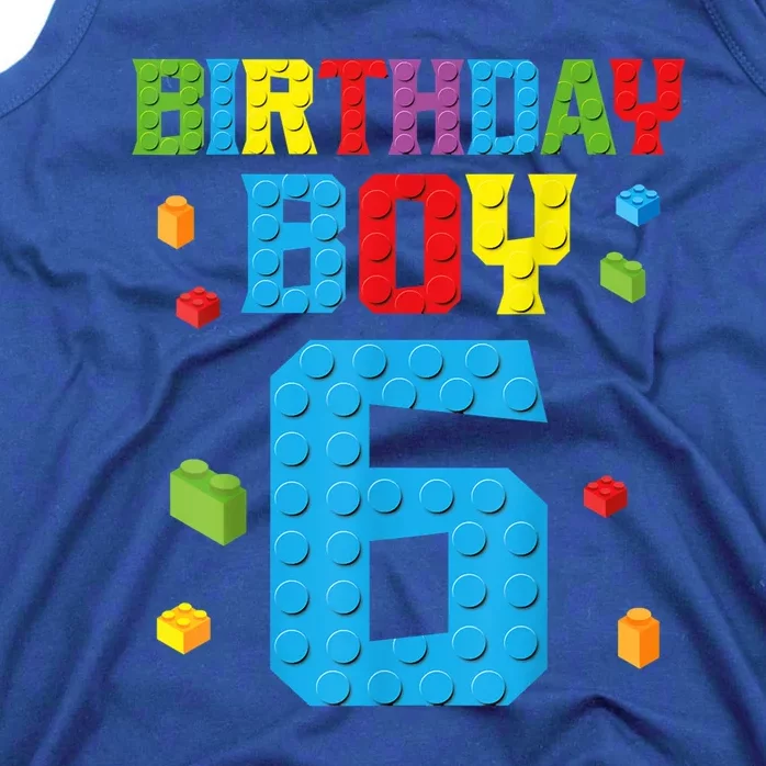 Master Builder 6th Birthday Boy 6 Six Year Building Bricks Tank Top