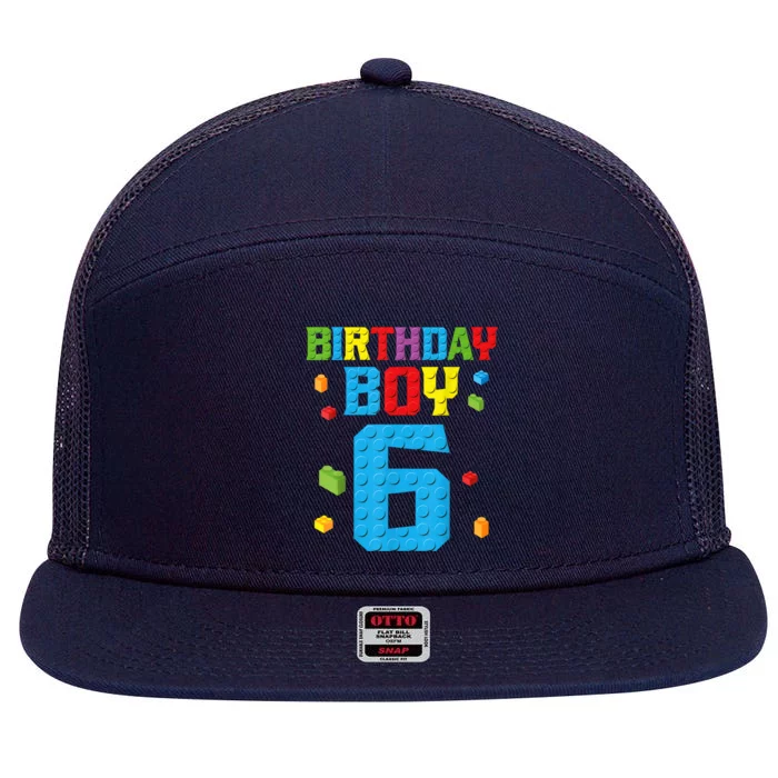 Master Builder 6th Birthday Boy 6 Six Year Building Bricks 7 Panel Mesh Trucker Snapback Hat