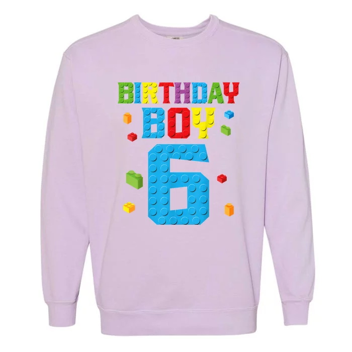 Master Builder 6th Birthday Boy 6 Six Year Building Bricks Garment-Dyed Sweatshirt