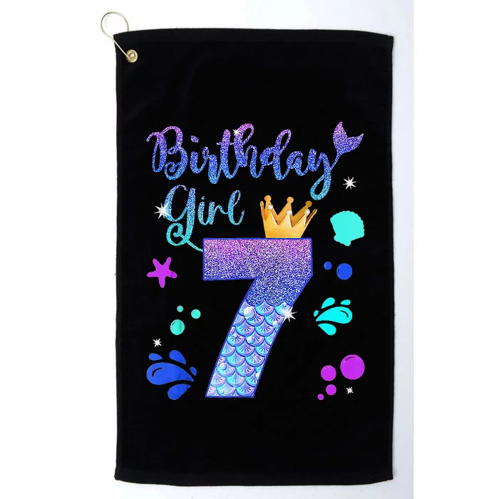 Mermaid Birthday 7 Year Old Its My 7th Bday Mermaid Platinum Collection Golf Towel