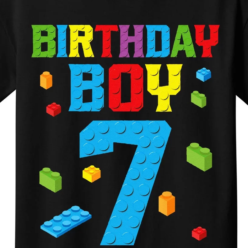 Master Builder 7th Birthday 7 Seven Year Building Bricks Kids T-Shirt