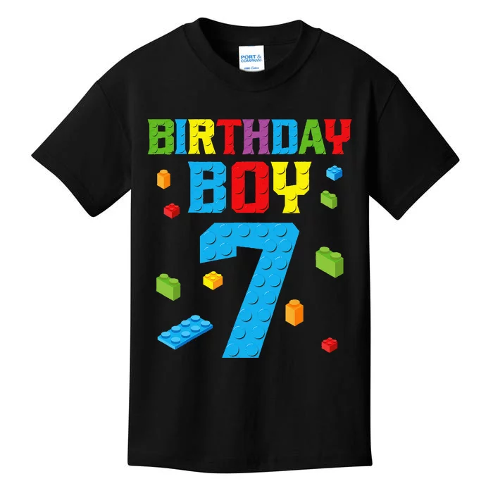 Master Builder 7th Birthday 7 Seven Year Building Bricks Kids T-Shirt