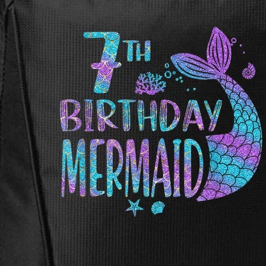 Mermaid Birthday 7 Year Old It's My 7th Birthday Mermaid City Backpack