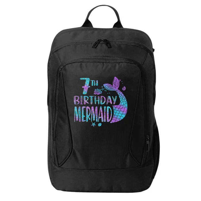 Mermaid Birthday 7 Year Old It's My 7th Birthday Mermaid City Backpack