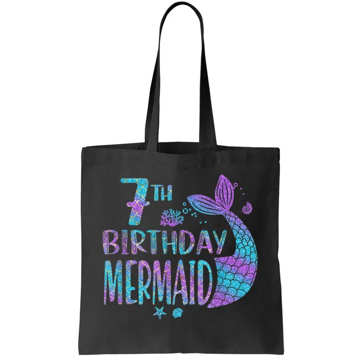 Mermaid Birthday 7 Year Old It's My 7th Birthday Mermaid Tote Bag