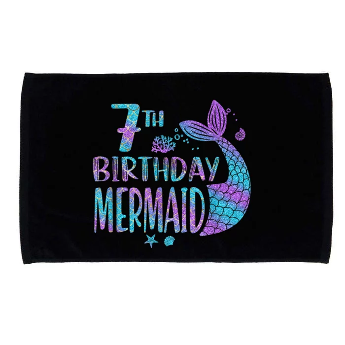 Mermaid Birthday 7 Year Old It's My 7th Birthday Mermaid Microfiber Hand Towel