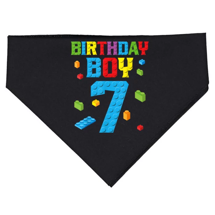 Master Builder 7th Birthday Boy 7 Seven Year Building Bricks Funny Gift USA-Made Doggie Bandana