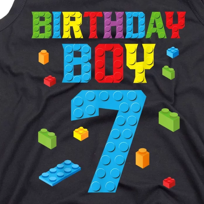 Master Builder 7th Birthday Boy 7 Seven Year Building Bricks Funny Gift Tank Top