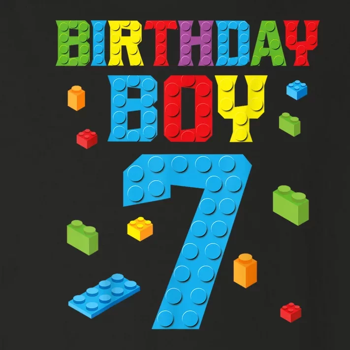 Master Builder 7th Birthday Boy 7 Seven Year Building Bricks Funny Gift Toddler Long Sleeve Shirt