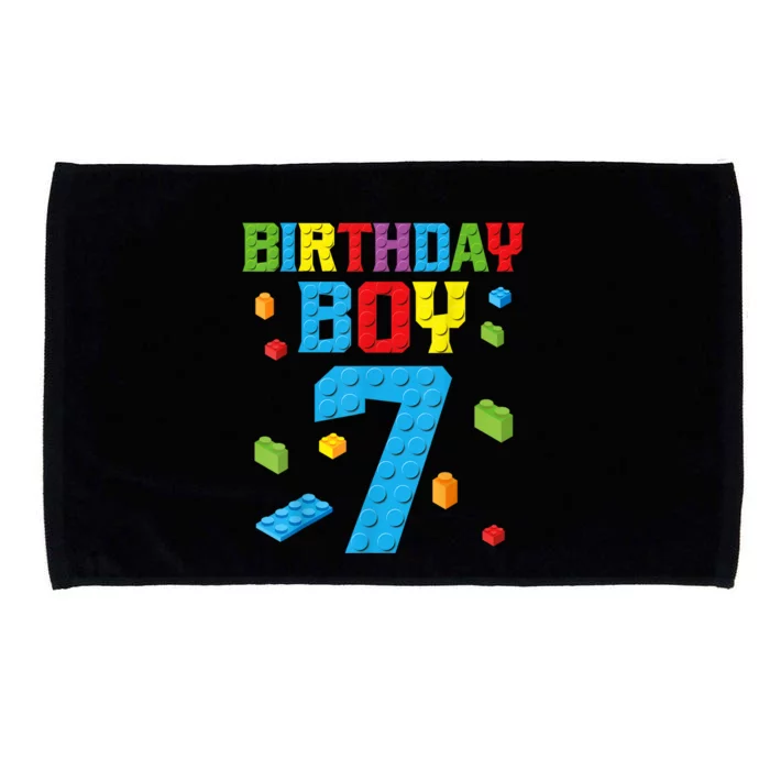 Master Builder 7th Birthday Boy 7 Seven Year Building Bricks Funny Gift Microfiber Hand Towel