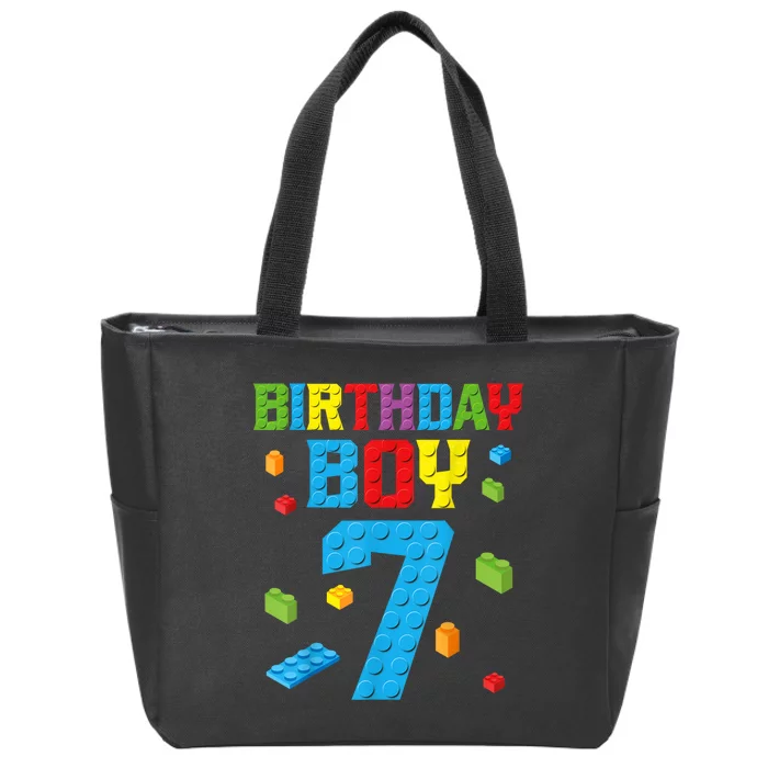 Master Builder 7th Birthday Boy 7 Seven Year Building Bricks Funny Gift Zip Tote Bag