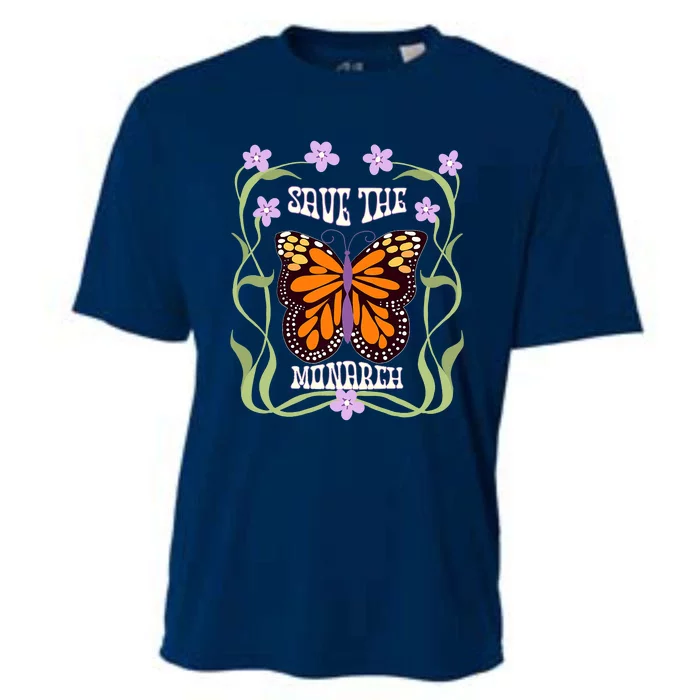 Monarch Butterfly 70s Art Nouveau Design Save The Monarch Cooling Performance Crew T-Shirt