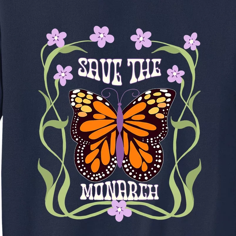 Monarch Butterfly 70s Art Nouveau Design Save The Monarch Tall Sweatshirt