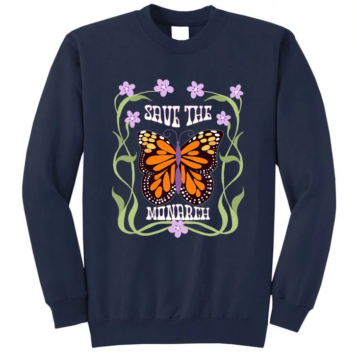 Monarch Butterfly 70s Art Nouveau Design Save The Monarch Tall Sweatshirt