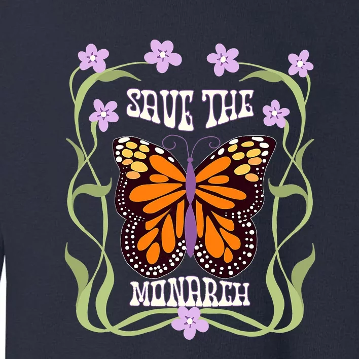 Monarch Butterfly 70s Art Nouveau Design Save The Monarch Toddler Sweatshirt