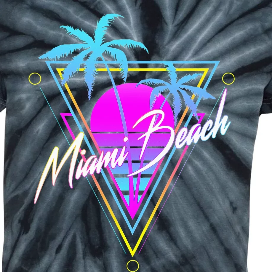 Miami Beach 80s Beach Souvenir Kids Tie-Dye T-Shirt