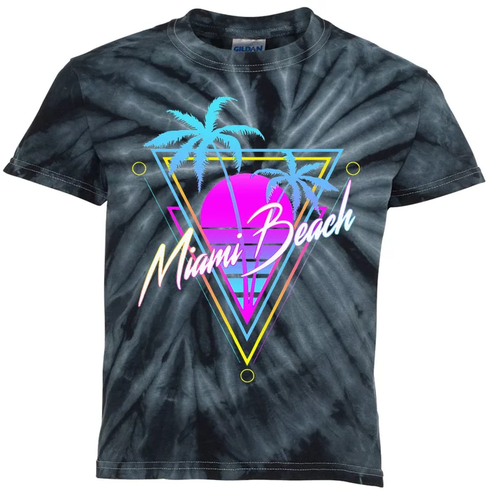 Miami Beach 80s Beach Souvenir Kids Tie-Dye T-Shirt