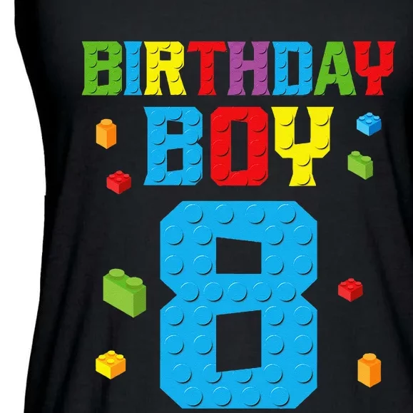 Master Builder 8th Birthday Boy 8 Eight Year Building Bricks Ladies Essential Flowy Tank