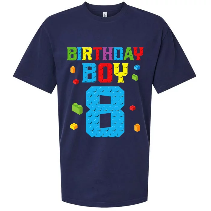 Master Builder 8th Birthday Boy 8 Eight Year Building Bricks Sueded Cloud Jersey T-Shirt