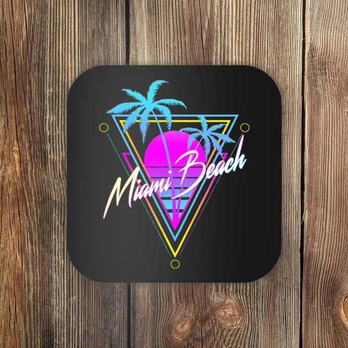 Miami Beach 80s Beach Souvenir Coaster